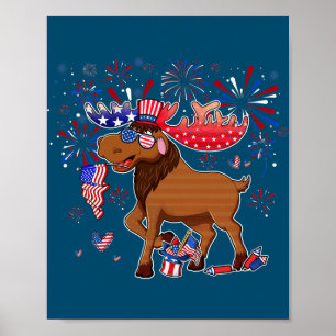 Mans met vuurwerk zonnebril Pet Merica Funny Poster