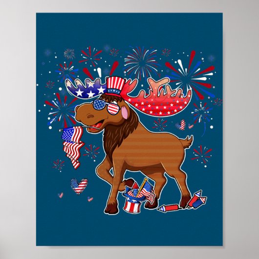 Mans met vuurwerk zonnebril Pet Merica Funny Poster (Voorkant)