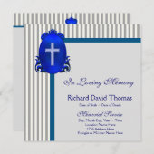 Mans Navy blauw grijs in liefdevolle herinnering M Aankondiging (Voorkant / Achterkant)