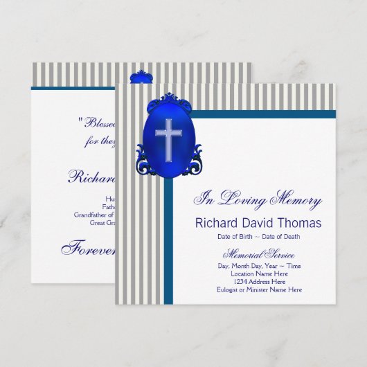 Mans Navy blauw grijs in liefdevolle herinnering M Kaart (Voorkant / Achterkant)