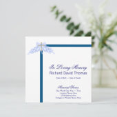 Mans Navy Blue Cross Mourning Kaart (Staand voorkant)