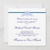 Mans Navy Blue Cross Mourning Kaart (Achterkant)