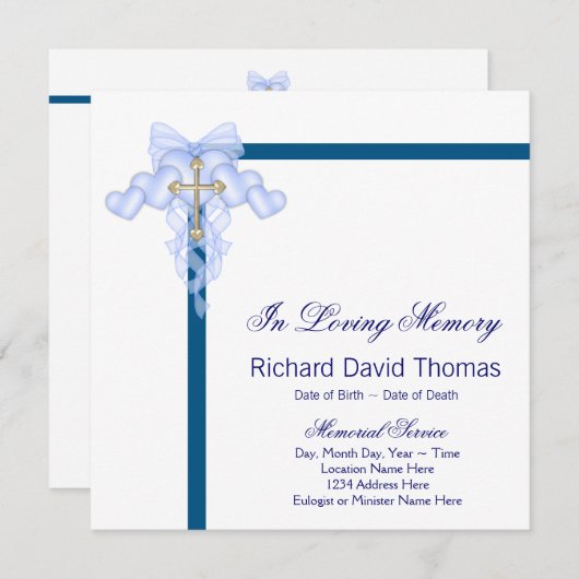 Mans Navy Blue Mourning Kaarten (Voorkant / Achterkant)