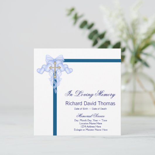 Mans Navy Blue Mourning Kaarten (Staand voorkant)