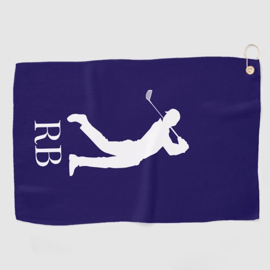 Mans Navy Golfhanddoek (Horizontaal)