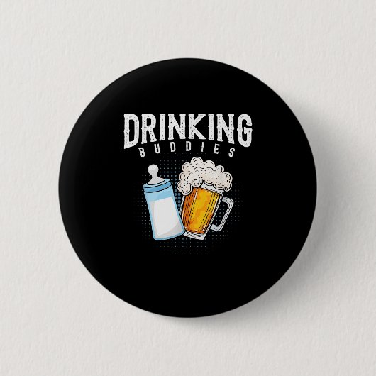 Mans Nieuwe Vader Bier En Melk Grap Ronde Button 5,7 Cm (Voorkant)
