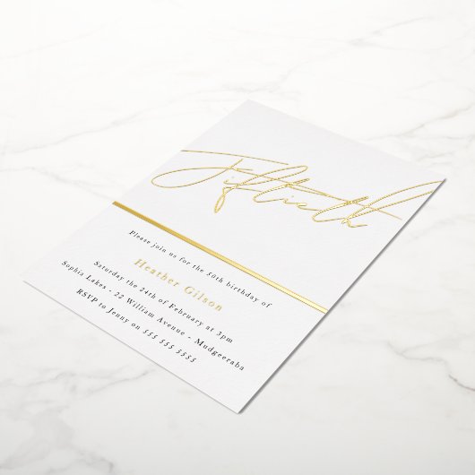 Mans of Mannen 50th Birthday Party Gold Script Folie Uitnodiging (Gedraaid)