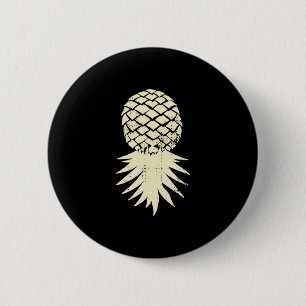 Mans omgekeerde ananas subtiele vakantie grappig ronde button 5,7 cm