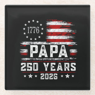Mans Papa Amerikaanse Vlag 250 Jaar 4 juli Gran Glazen Onderzetter