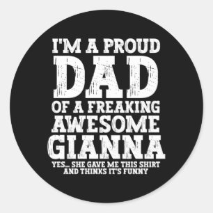 Mans Papa Van Gi Gepersonaliseerde Naam Grappige V Ronde Sticker