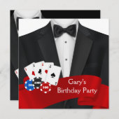 Mans Poker Verjaardagsfeest Kaart (Voorkant / Achterkant)