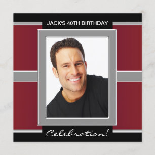 Mans Red en Black Birthday Party Kaart