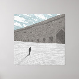 Man's reis door de lege straten canvas afdruk
