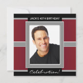 Mans rood en zwart verjaardagsfeest kaart (Voorkant)