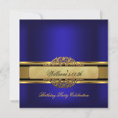 Mans Royal blue Gold Birthday Party Mannen Kaart (Voorkant)