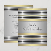 Mans Silver Gold verjaardagsfeestje Kaart (Voorkant / Achterkant)