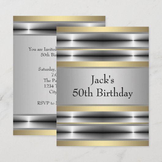 Mans Silver Gold verjaardagsfeestje Kaart (Voorkant / Achterkant)