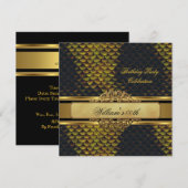 Mans Snakeskin Black Gold Birthday Party Mannen Kaart (Voorkant / Achterkant)