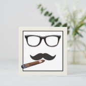 Mans Snor Verjaardagsfeestje Kaart (Staand voorkant)