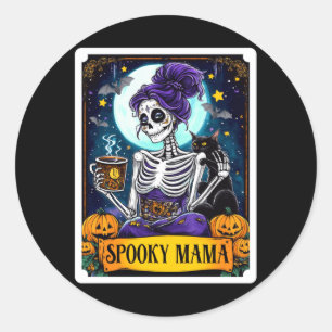 Mans Spooky Mama Tarotkaart Halloween Moeder Sched Ronde Sticker