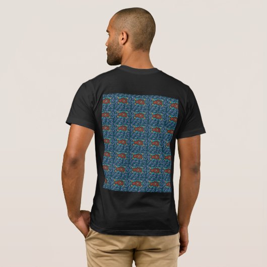 Mans steen patterend ontwerp donkergrijs blauw t-shirt (Achterkant volledig)