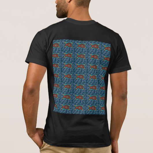 Mans steen patterend ontwerp donkergrijs blauw t-shirt (Achterkant)