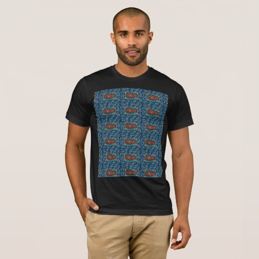 Mans steen patterend ontwerp donkergrijs blauw t-shirt (Voorkant volledig)
