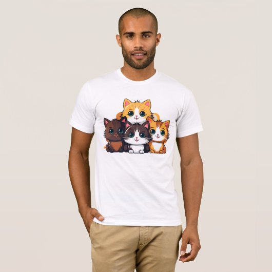 man's t-shirt with cat imprinted (Voorkant volledig)