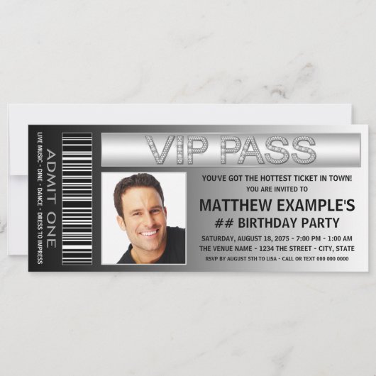 Mans Ticket Verjaardagsfeestje Kaart (Voorkant)