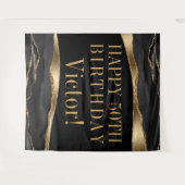 Mans Verjaardagsfeest Achtergrond Zwarte Goud Agat Wandkleed (Voorkant (horizontaal))