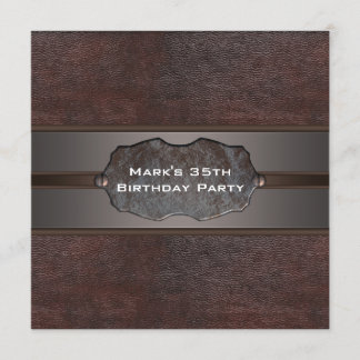 Mans Verjaardagsfeest Bruin Leder Kaart