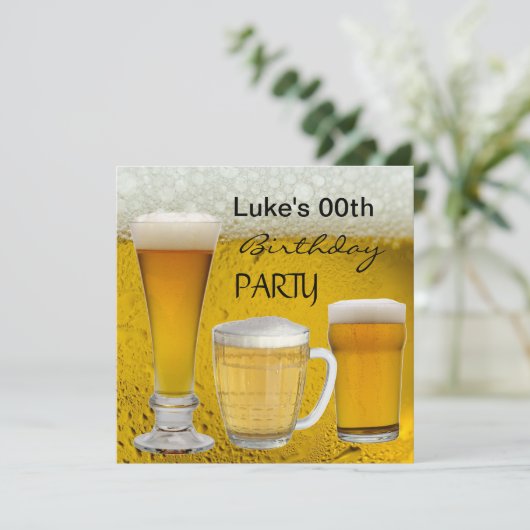 Mans Verjaardagsfeest Drinken Bier Kaart (Staand voorkant)