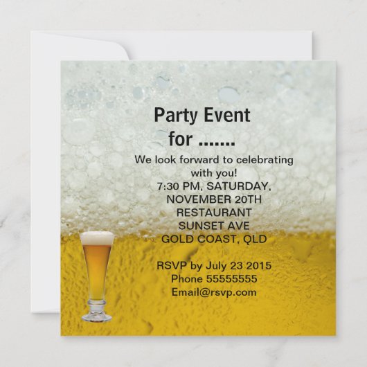 Mans Verjaardagsfeest Drinken Bier Kaart (Achterkant)