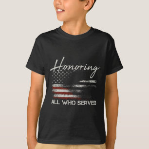 Mans veteran Amerikaanse vlag ter ere van wie gedi T-shirt