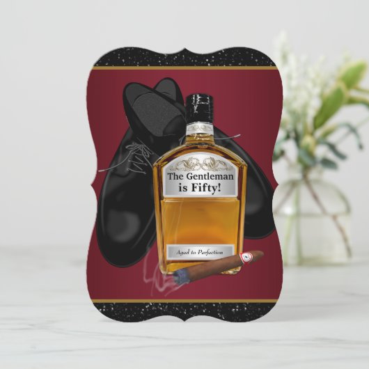 Mans Whiskey en sigaar verjaardagsfeestje Kaart (Staand voorkant)