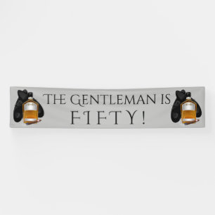 Mans Whisky en sigaar verjaardagsbanner Spandoek