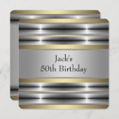 Mans Zilver en Goud Verjaardagsfeest Kaart (Voorkant / Achterkant)