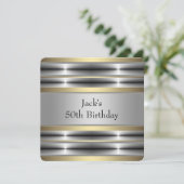 Mans Zilver en Goud Verjaardagsfeest Kaart (Staand voorkant)