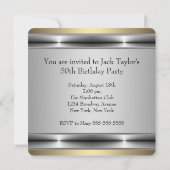 Mans Zilver en Goud Verjaardagsfeest Kaart (Achterkant)