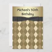 Mans Zwart en Goud Verjaardagsfeestje Kaart (Voorkant)