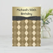 Mans Zwart en Goud Verjaardagsfeestje Kaart (Staand voorkant)