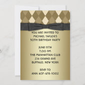 Mans Zwart en Goud Verjaardagsfeestje Kaart (Achterkant)