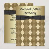Mans Zwart en Goud Verjaardagsfeestje Kaart (Voorkant / Achterkant)
