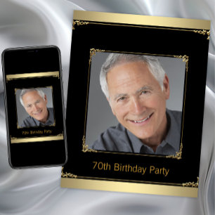 Mans Zwart en Goud Verjaardagsfeestje Kaart