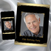 Mans Zwart en Goud Verjaardagsfeestje Kaart