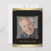 Mans Zwart en Goud Verjaardagsfeestje Kaart (Voorkant)