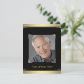 Mans Zwart en Goud Verjaardagsfeestje Kaart (Staand voorkant)