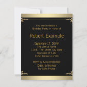 Mans Zwart en Goud Verjaardagsfeestje Kaart (Achterkant)