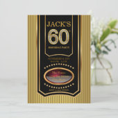 Mans Zwart Goud 60e Verjaardagsfeestje Kaart (Staand voorkant)