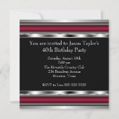 Mans Zwart Rood Zilver Classy 40ste Verjaardagsfee Kaart (Achterkant)